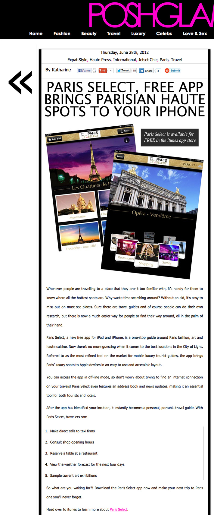 Paris Select, Free APP Brings Parisian Haute Spots to Your iPhone
