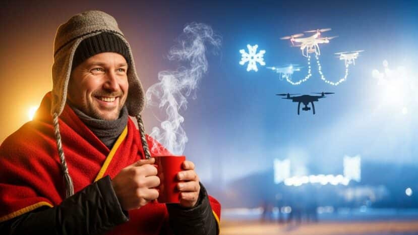 Lepointdujour.fr - Marché de Noël d’Élancourt 2025 (Yvelines) offre un show de drones pyrotechnique gratuit, patinoire et animations