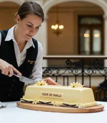ParisSelectBook - Shangri-La Paris dévoile sa bûche de Noël 2025 Fleur de Vanille par Timothy Lam, création haute couture