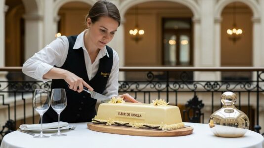 ParisSelectBook - Shangri-La Paris dévoile sa bûche de Noël 2025 Fleur de Vanille par Timothy Lam, création haute couture