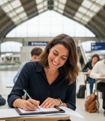 ParisSelectBook - Gare de Versailles Chantiers : une dictée géante gratuite transforme le quai en salle de classe (Yvelines 78)