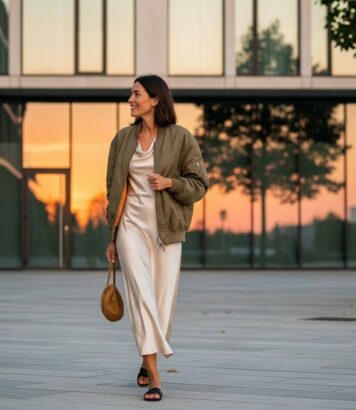 ParisSelectBook - Rihanna remet au goût du jour le duo robe nuisette et bomber pour un look chic du jour au soir