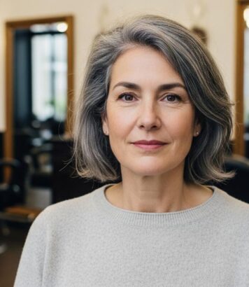ParisSelect - Cheveux gris après 60 ans : le carré droit entre mâchoire et clavicules vieillit le visage selon les coiffeurs