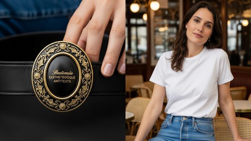 ParisSelect - La ceinture à boucle XXL vintage transforme instantanément un look basique en tenue pointue