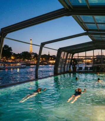 ParisSelectBook - Cette piscine flottante sur la Seine ouvre son toit en été et s'offre des nocturnes jusqu'à 23h le jeudi