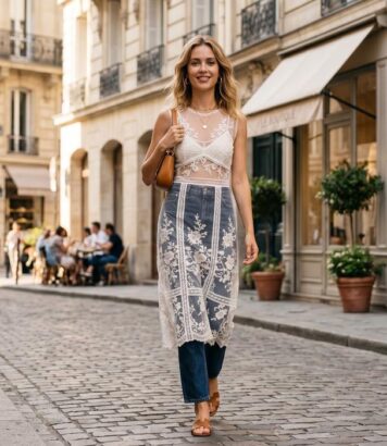 ParisSelectBook - Fini la robe en dentelle réservée aux cérémonies, cet été elle se porte sur un jean brut pour une allure inattendue