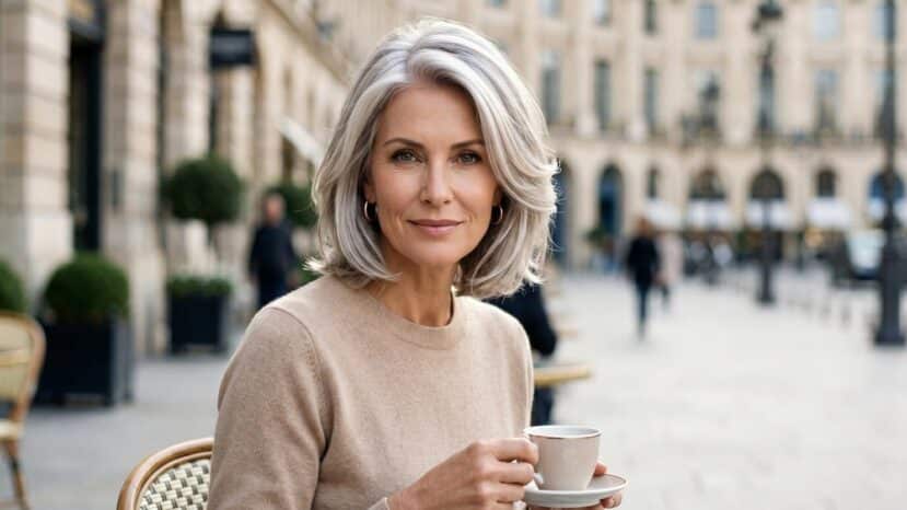 ParisSelectBook - Fini le grey blending après 50 ans : cette coloration iced cappuccino agit comme un filtre flou sur le visage