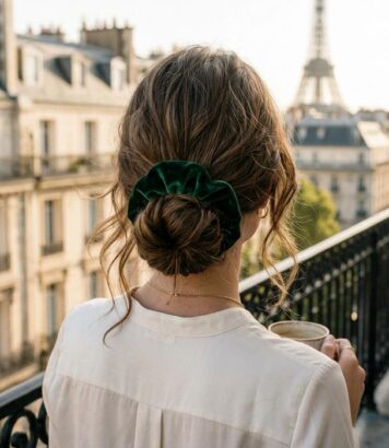 ParisSelectBook - Chouchou en velours ou satin : 5 idées de coiffures faciles pour relever ses cheveux et rester stylée pendant la canicule