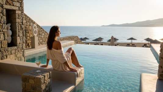ParisSelectBook - Fouquet's Mykonos ouvre sur la plage de Paraga : 60 suites, villas privées et beach club face à la mer Égée