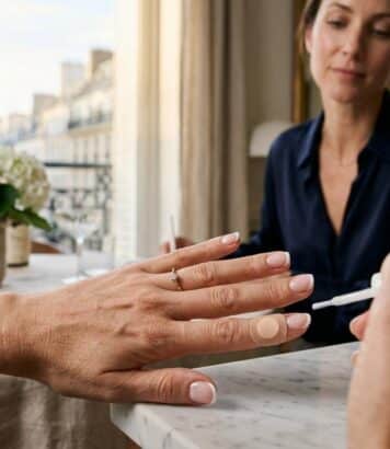 ParisSelectBook - Un simple pansement rond glissé sous l'ongle transforme la French manucure maison en geste de pro en quelques minutes
