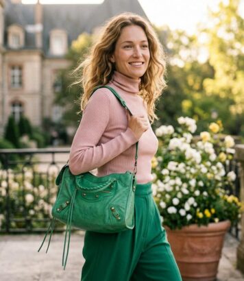 ParisSelectBook - Pierpaolo Piccioli ressuscite le City bag de Balenciaga chez Kate Moss il y a 20 ans, en version vert émeraude et rose poudré