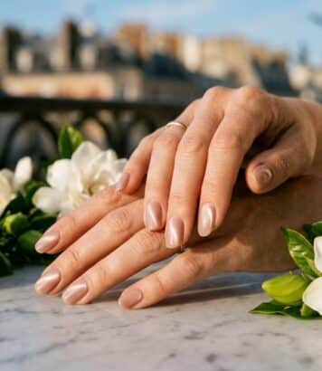 ParisSelectBook - Iris Mittenaere délaisse la french manucure pour cette alternative nude effet anti-âge qui rajeunit les mains après 50 ans