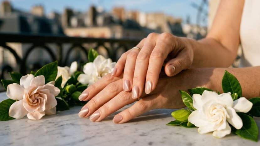 ParisSelectBook - Iris Mittenaere délaisse la french manucure pour cette alternative nude effet anti-âge qui rajeunit les mains après 50 ans