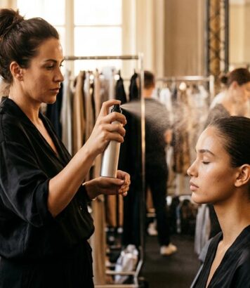 ParisSelectBook - Backstage Armani sous 38 °C : la technique du sandwich au spray fixateur qui verrouille le maquillage toute la journée