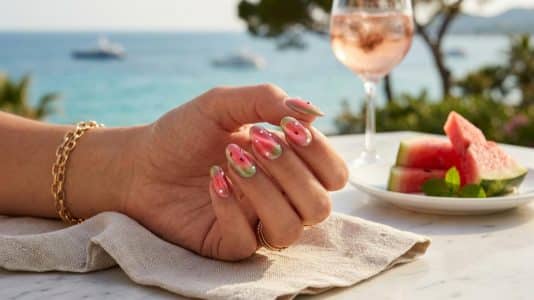 ParisSelectBook - Perles scintillantes et effet cat eye, la manucure pastèque devient la star chic et gourmande de l'été 2026