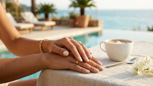 ParisSelectBook - Les Coconut Latte Nails détrônent la manucure blanche classique et subliment le hâle comme aucune autre teinte cet été