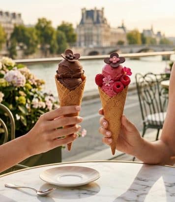 ParisSelectBook - Louis Vuitton glisse son Monogram sur deux cornets de glace signés Maxime Frédéric, meilleur pâtissier du monde