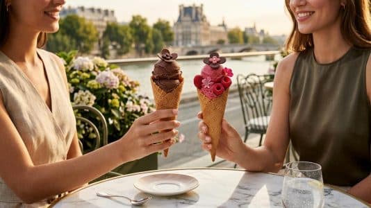 ParisSelectBook - Louis Vuitton glisse son Monogram sur deux cornets de glace signés Maxime Frédéric, meilleur pâtissier du monde
