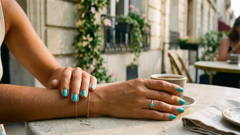 ParisSelectBook - Le turquoise s'invite sur les ongles cet été et c'est le vernis qui sublime le mieux le bronzage