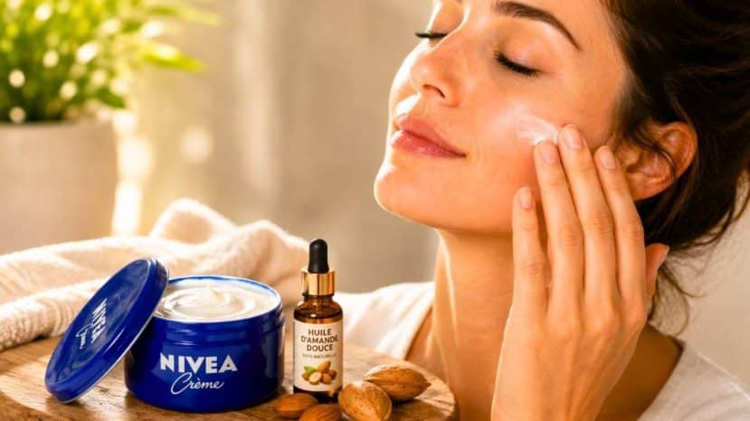 Cette crème Nivea mélangée à 3 gouttes d'huile d'amande transforme les peaux sèches