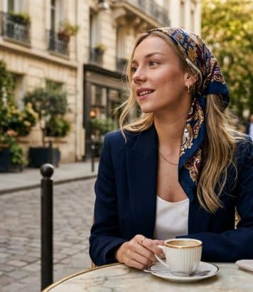 Ester Expósito adopte ce foulard noué dans les cheveux repéré à Paris