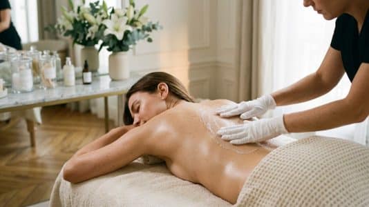 Ce nouveau soin du corps lisse le grain de peau et fait de l'ombre au gommage