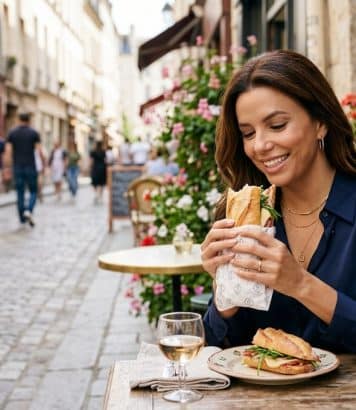 Eva Longoria a trouvé le meilleur sandwich de Paris rue Mouffetard