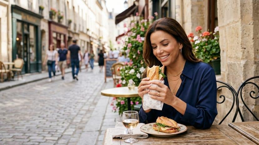 Eva Longoria a trouvé le meilleur sandwich de Paris rue Mouffetard