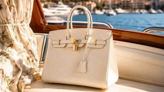 À Porto Cervo, Mathilde Deschamps sublime sa robe à oiseaux avec ce sac Hermès