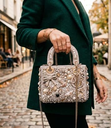 Strass partout sur son sac, le whimsy détrône le quiet luxury cet automne