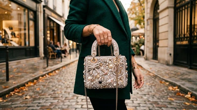 Strass partout sur son sac, le whimsy détrône le quiet luxury cet automne
