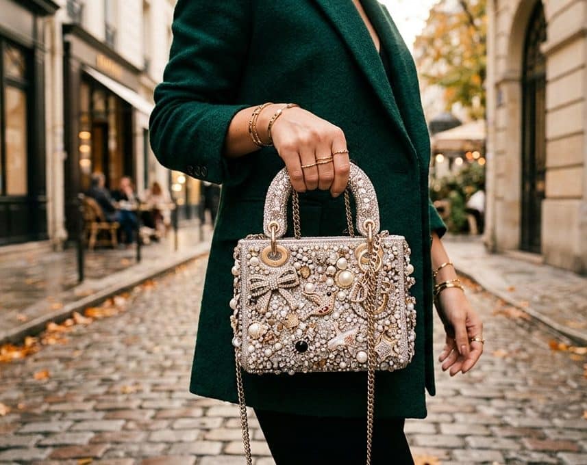 Strass partout sur son sac, le whimsy détrône le quiet luxury cet automne
