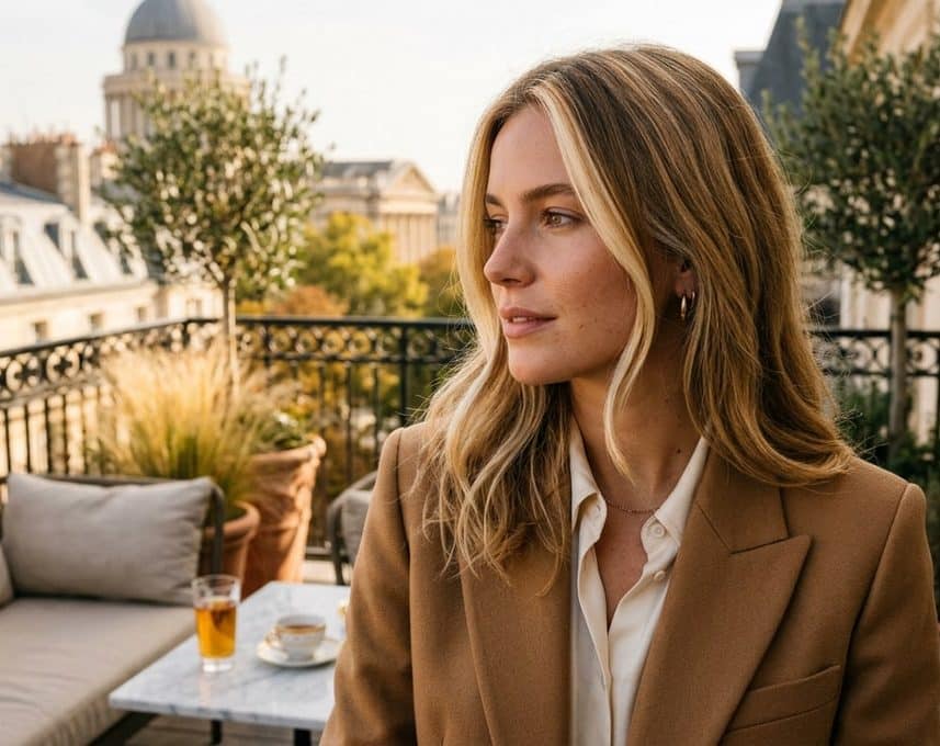 Deux mèches blondes autour du visage, la tendance coloration qui s'impose cet automne