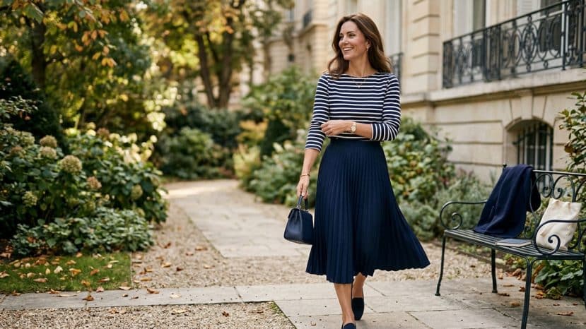 Kate Middleton mise sur ce combo marinière et jupe plissée pour la rentrée