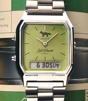 Casio habille sa montre vintage AQ-230 d'un cadran matcha avec Café Kitsuné à 99,90€