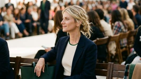 Mélanie Laurent ose le chignon défait au défilé Lacoste et bouscule sa coiffure