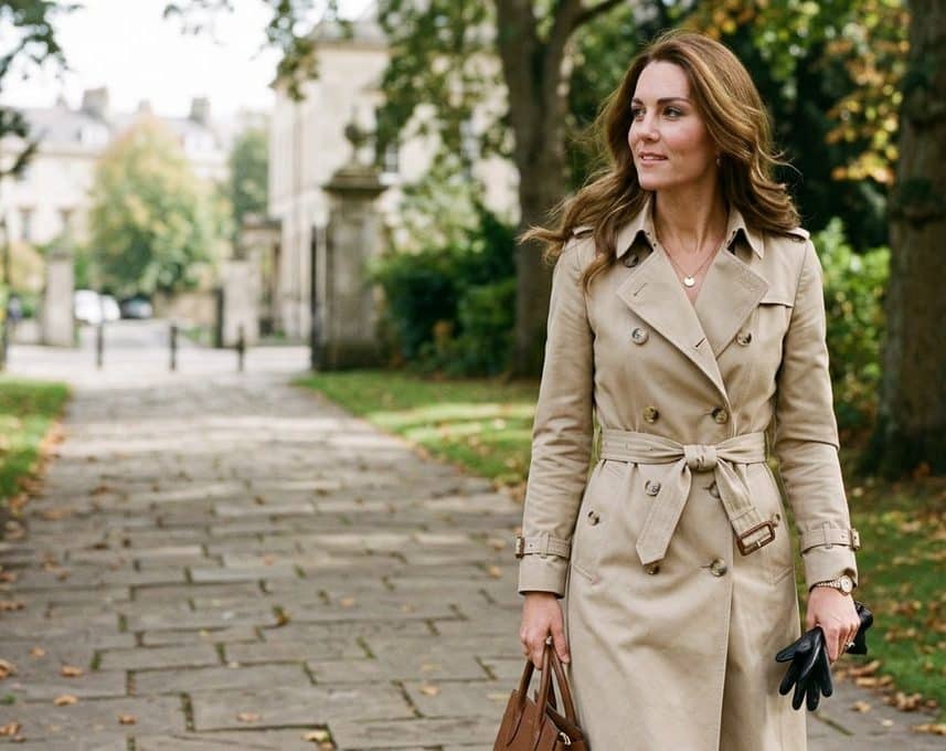 Kate Middleton porte ce trench Burberry couleur pierre aux détails ultra chics
