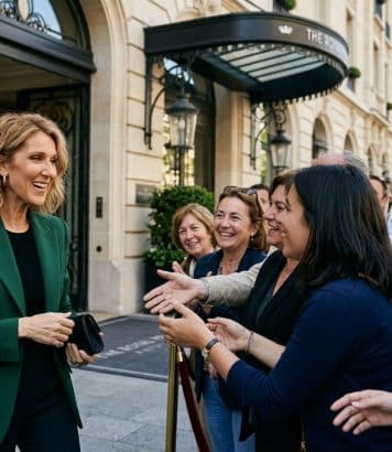 Céline Dion is staying at the Royal Monceau and meets her fans outside every day in Paris