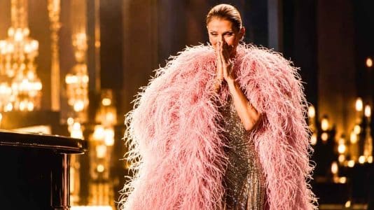 Sarah Burton designs a bespoke pink Givenchy cape for Céline Dion