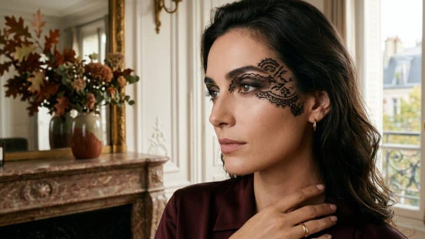 Cette tendance lace makeup transforme la dentelle en motif beauté cet automne