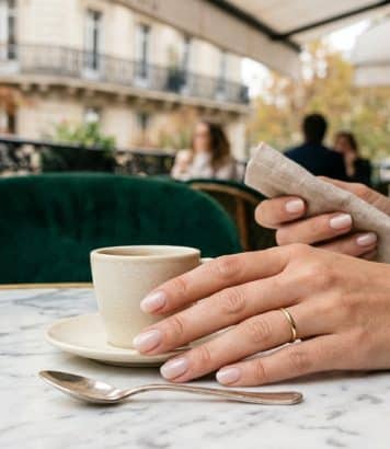Cette manucure minimaliste et vaporeuse détrône le vernis foncé cet automne
