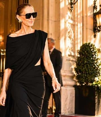 Céline Dion turns every exit from the Royal Monceau into a Saint Laurent and Dior runway moment