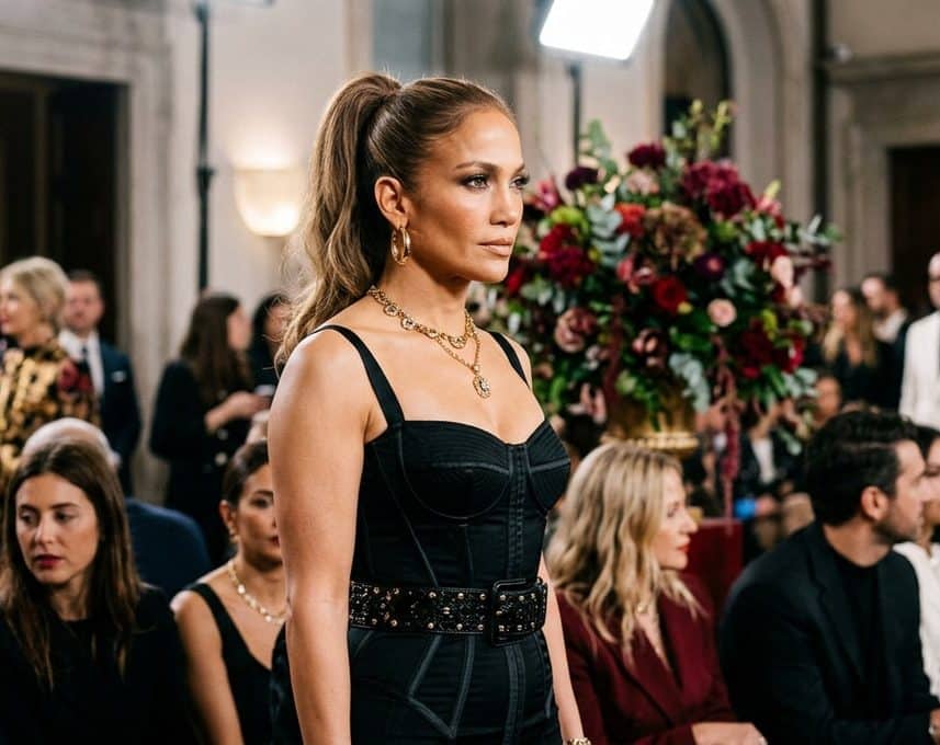 Jennifer Lopez éblouit la Fashion Week de Milan dans une robe corset Dolce & Gabbana