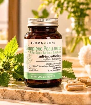 Ce complément Aroma-Zone à 16,95€ cible boutons, sébum et pores dilatés