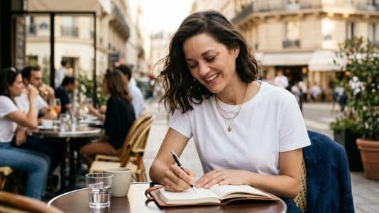 Marion Cotillard in a white Chanel T-shirt delivers the ultimate French chic