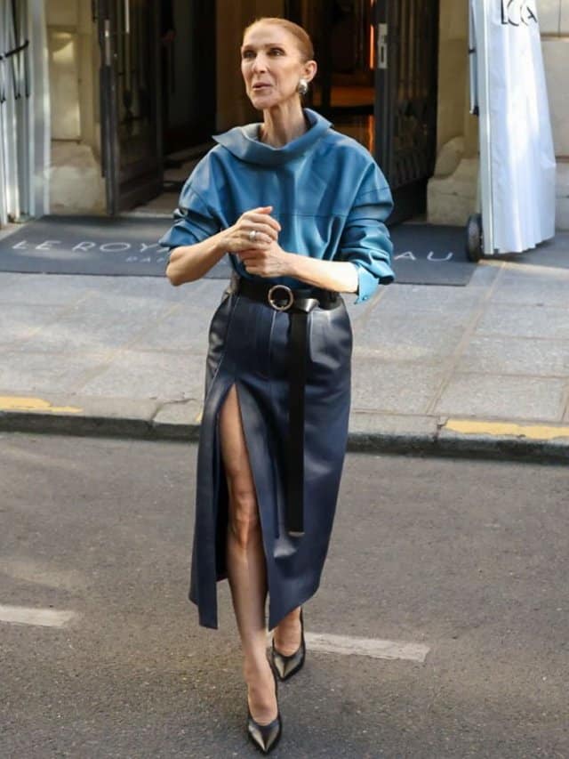 Céline Dion porte Givenchy en cuir, denim et tailoring