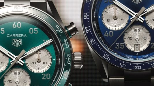 ParisSelectBook - TAG Heuer Carrera en vert ou bleu, 80 heures d'élan
