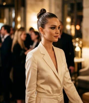 ParisSelectBook - Ophélie Meunier porte le chignon effet mouillé le plus liftant du défilé Messika