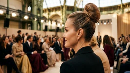 ParisSelectBook - Le chignon haut façon danseuse de Laeticia Hallyday, la coiffure qui rajeunit le visage naturellement