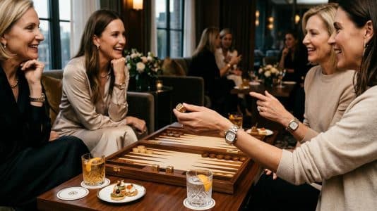 ParisSelectBook - Tory Burch lance ses montres Eleanor Curve autour d'un backgammon